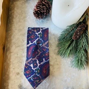 Lanvin Paris Men Paisley Silk Navy Luxury Tie